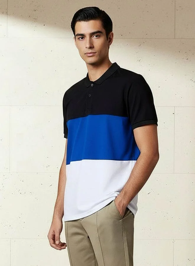 Splash FAV Men Short Sleeves Colourblock Polo T-shirt